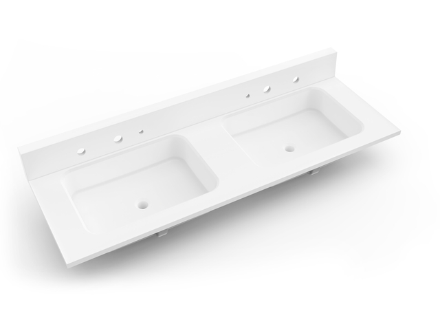 Bacia integrada do banheiro da pia da lavanderia da superfície contínua do apartamento