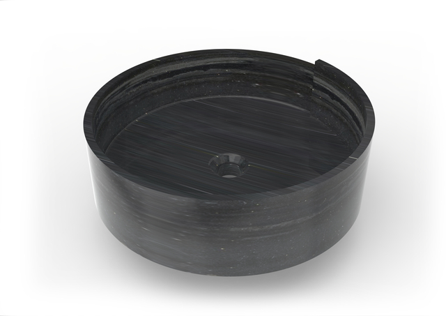 Banheiro redondo acima do lavatório