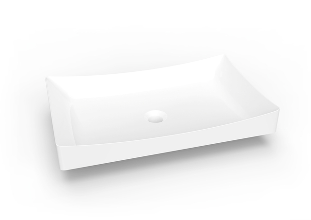 Bacia de bancada quadrada de superfície sólida de fácil limpeza